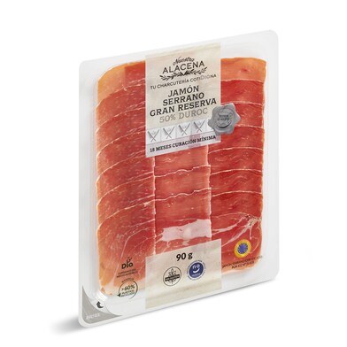 Jamón serrano gran reserva 50% duroc Nuestra Alacena de Dia bandeja 90 g-0 Jamón serrano gran reserva 50% duroc Nuestra Alacena de Dia bandeja 90 g-0