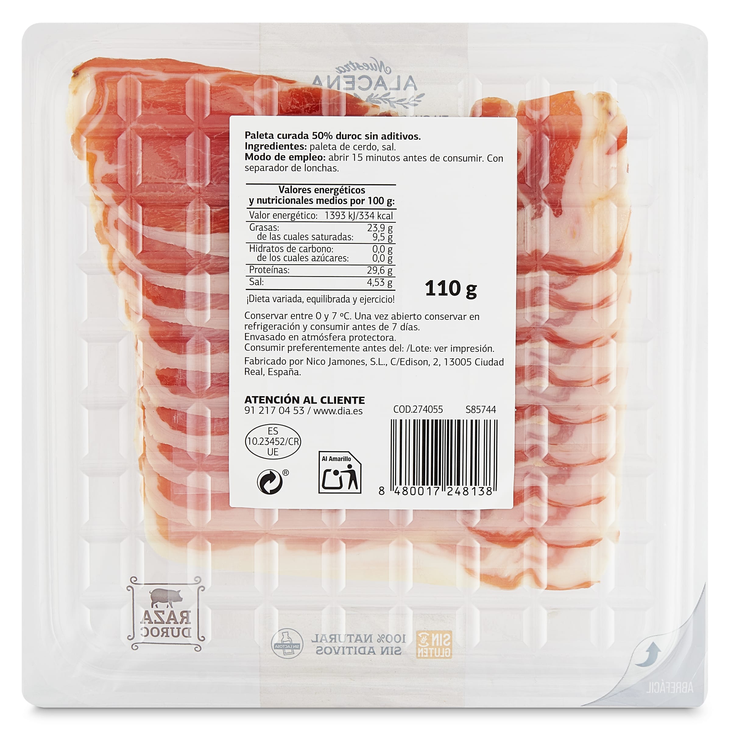 Paleta Curada 50% Duroc Dia Nuestra Alacena 110 g
