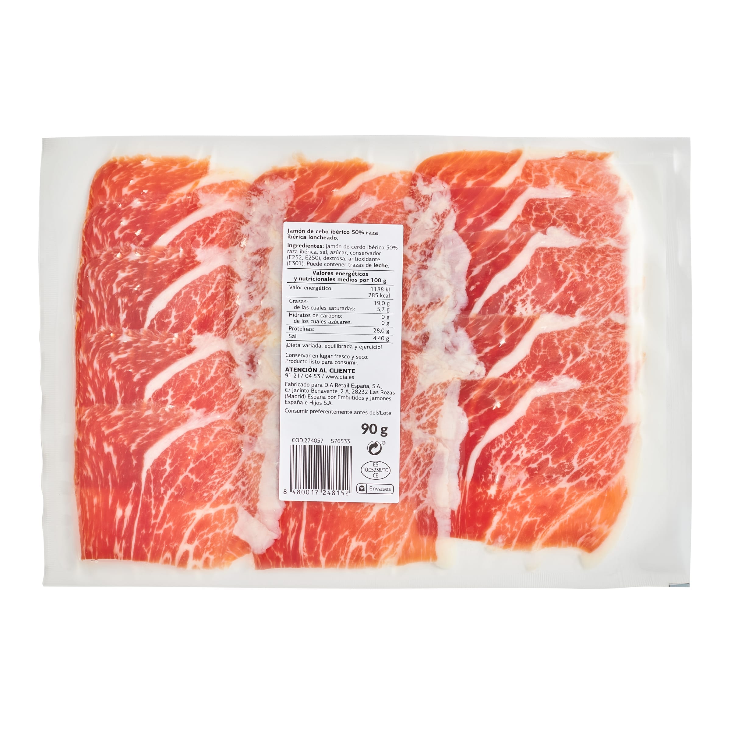 Jamón de cebo ibérico 50% Dia Nuestra Alacena 90 g
