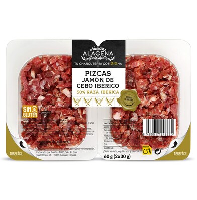 Pizcas de jamón de cebo ibérico 50 % Nuestra Alacena de Dia bandeja 60 g-0