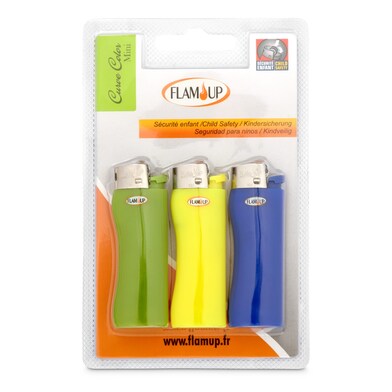 Mechero mini curve Flam'up blister 3 unidades-0 Mechero mini curve Flam'up blister 3 unidades-0