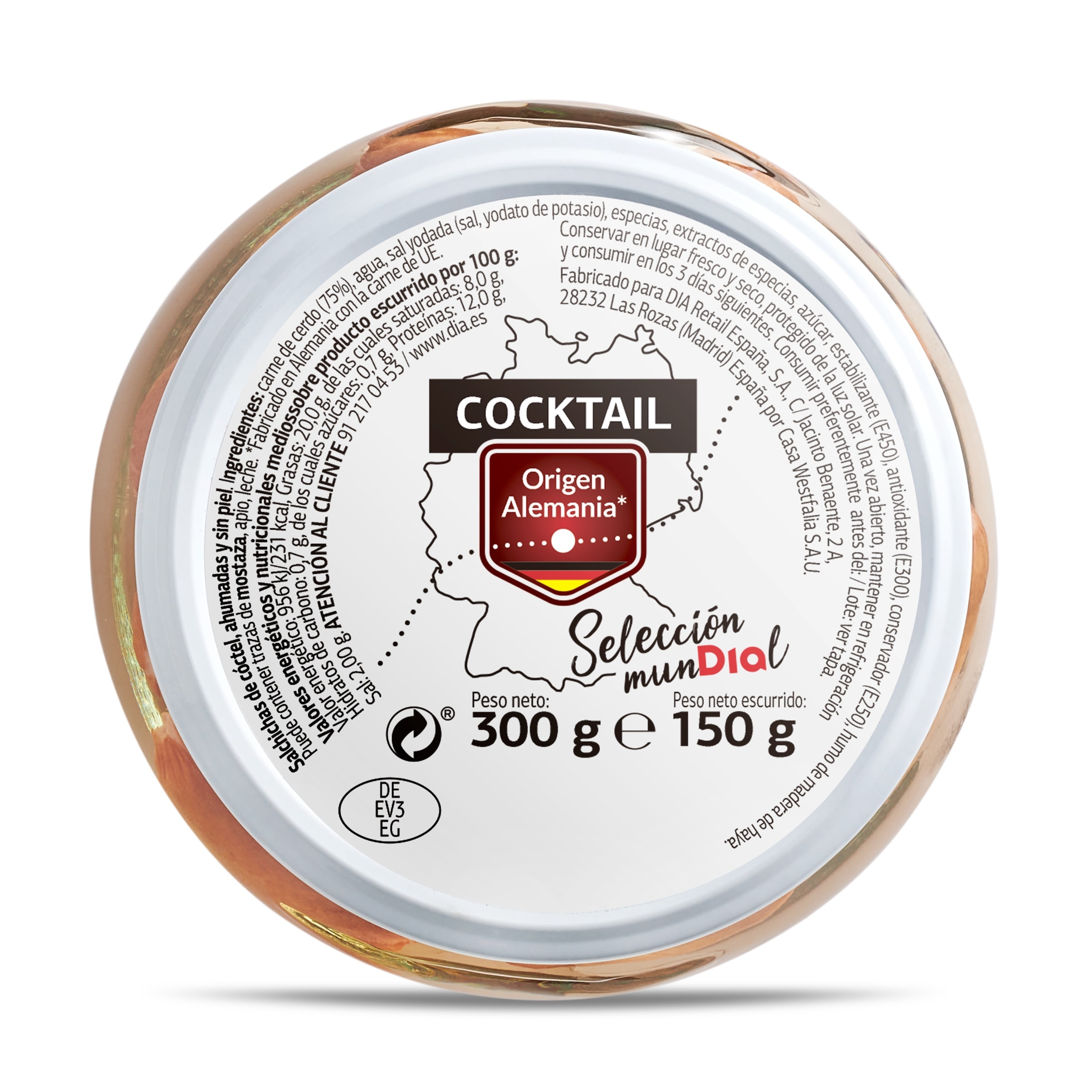 Salchicha alemana cocktail Dia Selección Mundial 150 g