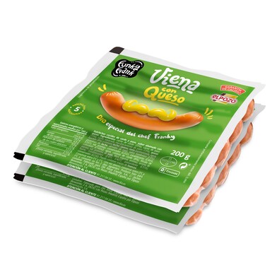 Salchichas viena con queso Funky Frank bandeja 400 g-0 Salchichas viena con queso Funky Frank bandeja 400 g-0