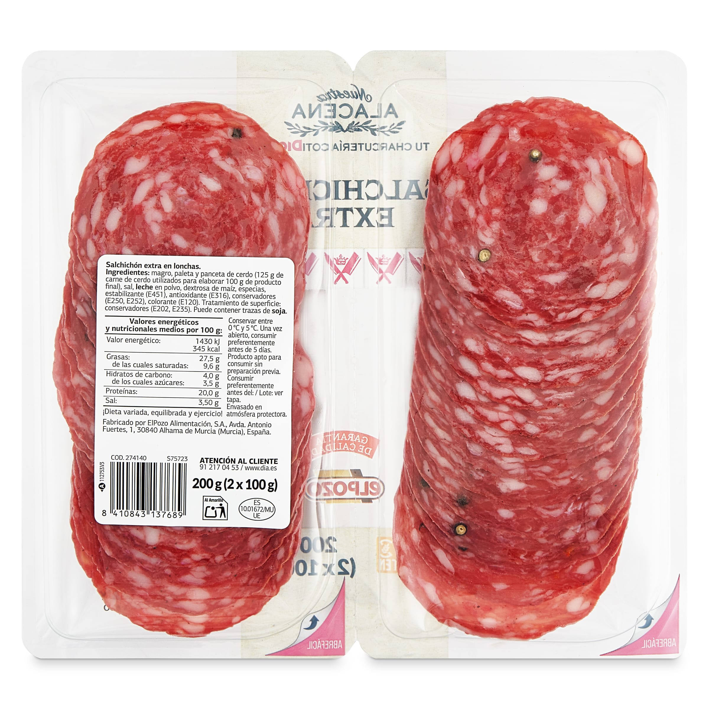 Salchichón extra Dia Nuestra Alacena 2 x 100 g