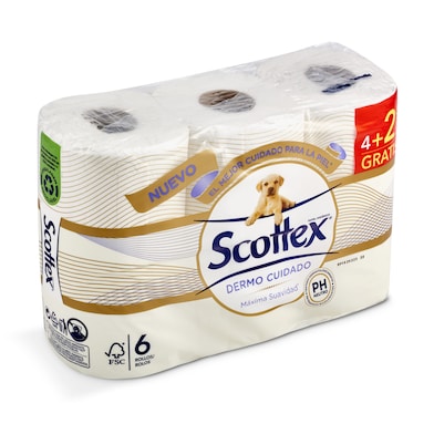 Papel higiénico dermo cuidado Scottex bolsa 6 unidades-0