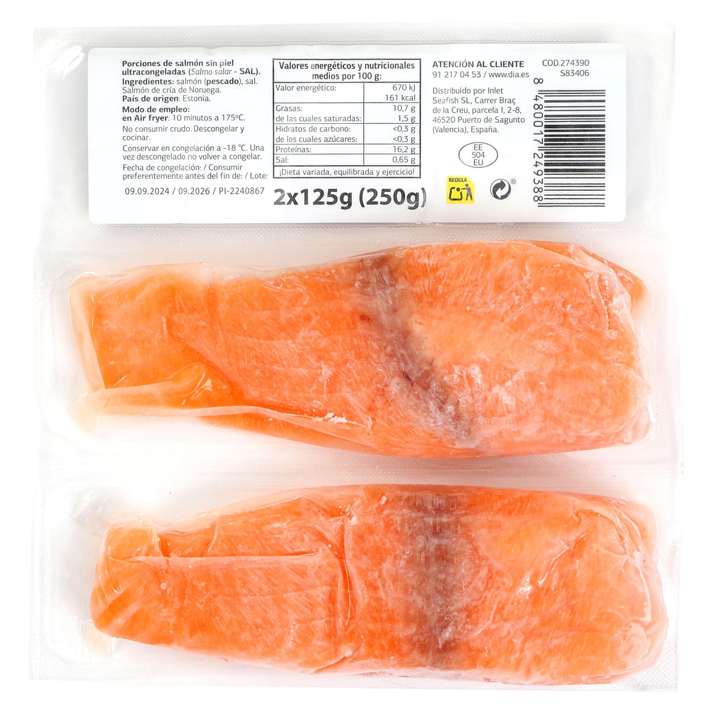 Lomos de salmón Dia Selección Mundial 250 g