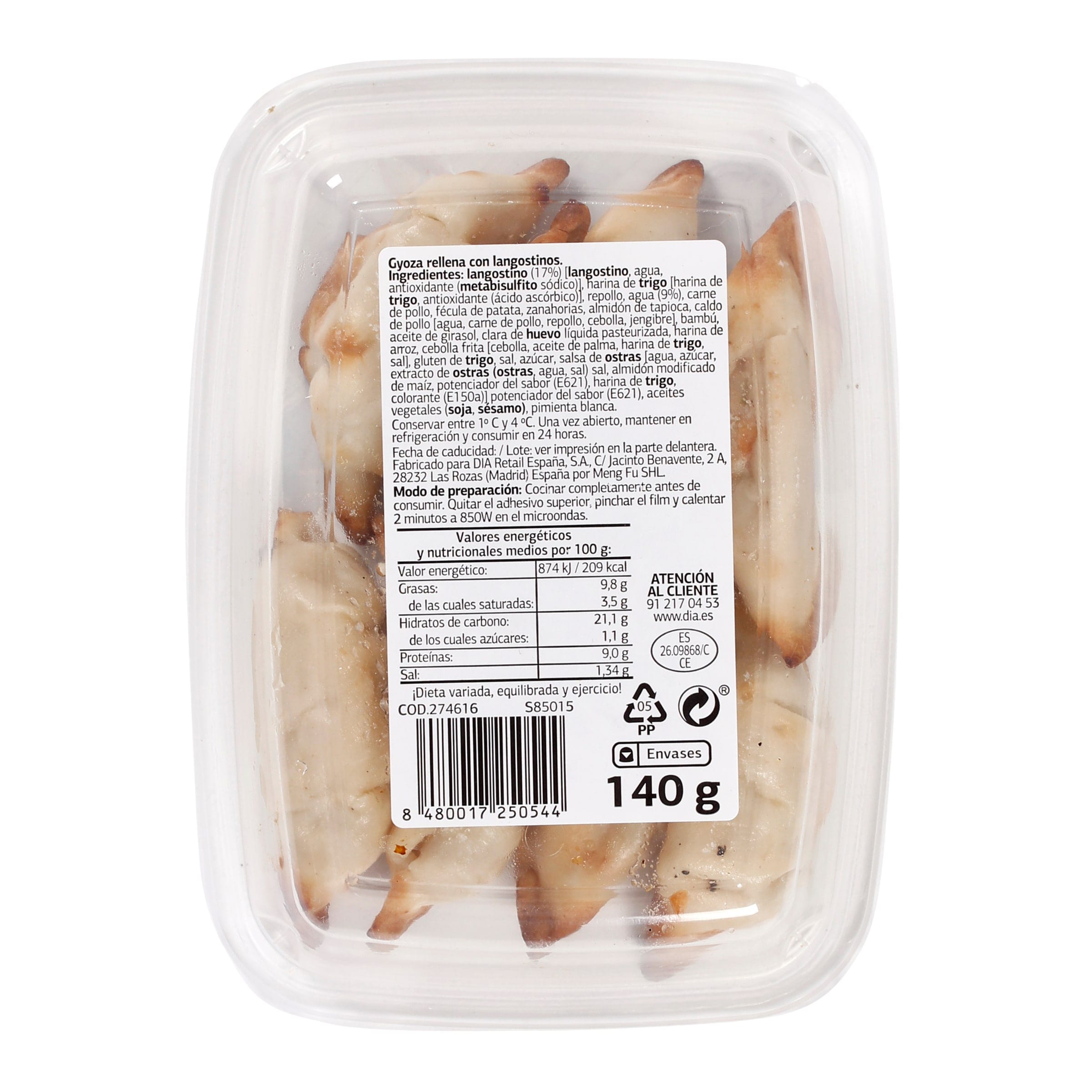 Gyozas de langostino al teppanyaki Dia Al Punto 140 g