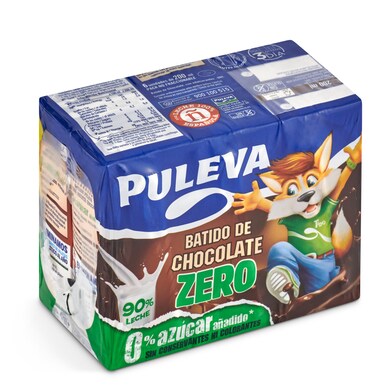 Batido de chocolate zero sin azúcar añadido Puleva brik 6 x 200 ml-0