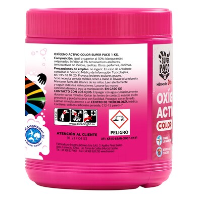 Oxígeno activo color Super Paco de Dia frasco 1 Kg-1 Oxígeno activo color Super Paco de Dia frasco 1 Kg-1