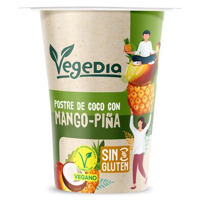 Postre vegetal de mango y piña con bebida de coco Vegedia vaso 150 g-0