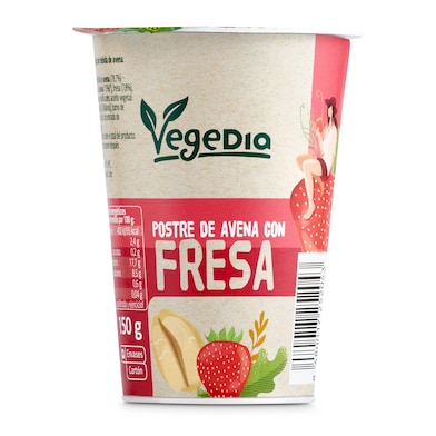 Postre vegetal de avena con fresa VEGEDIA  VASO 150 GR-1
