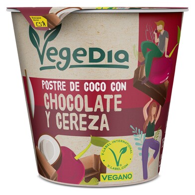 Postre vegetal de chocolate con cereza VEGEDIA VASO 150 GR-1 Postre vegetal de chocolate con cereza VEGEDIA VASO 150 GR-1