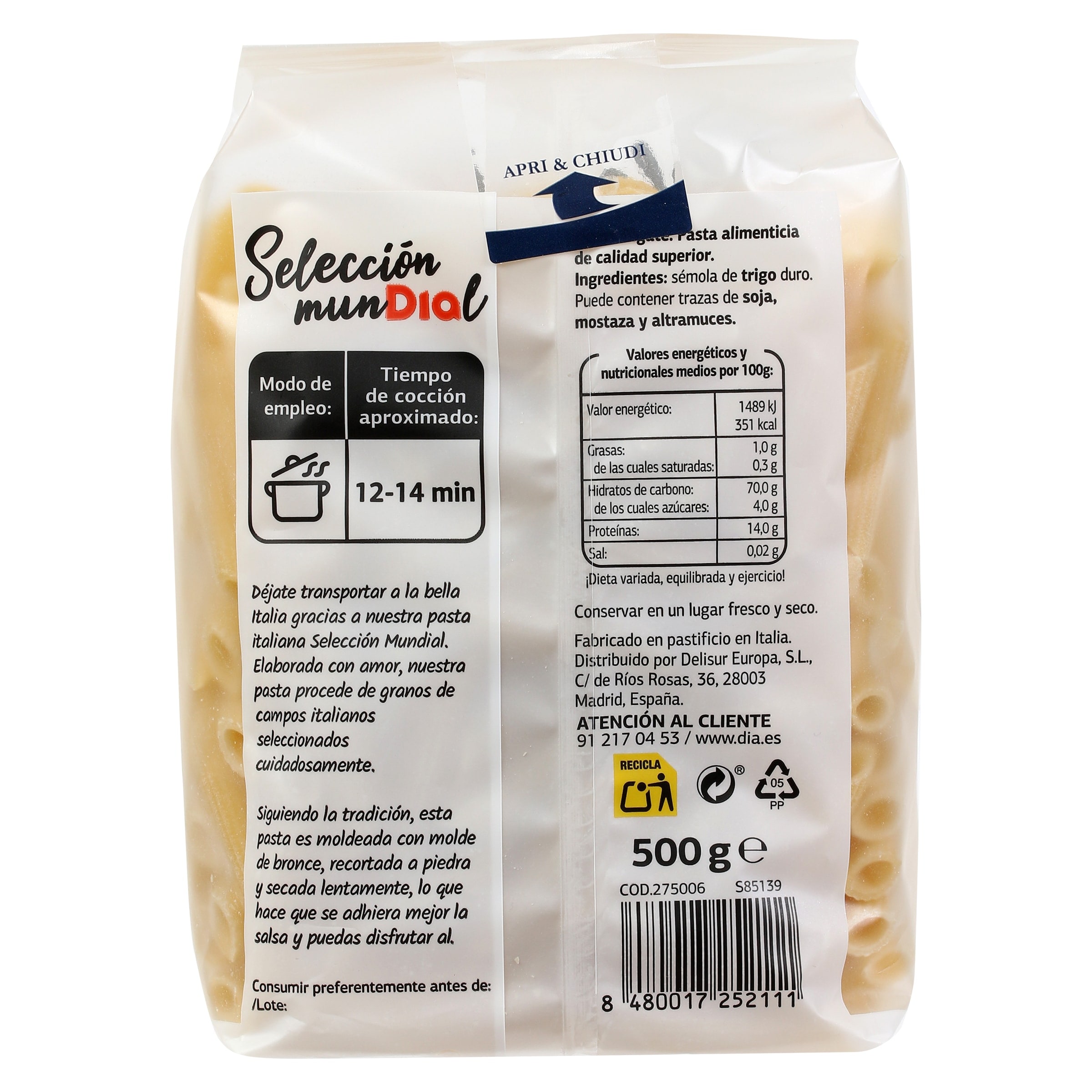 Pasta penne Dia Selección Mundial 500 g