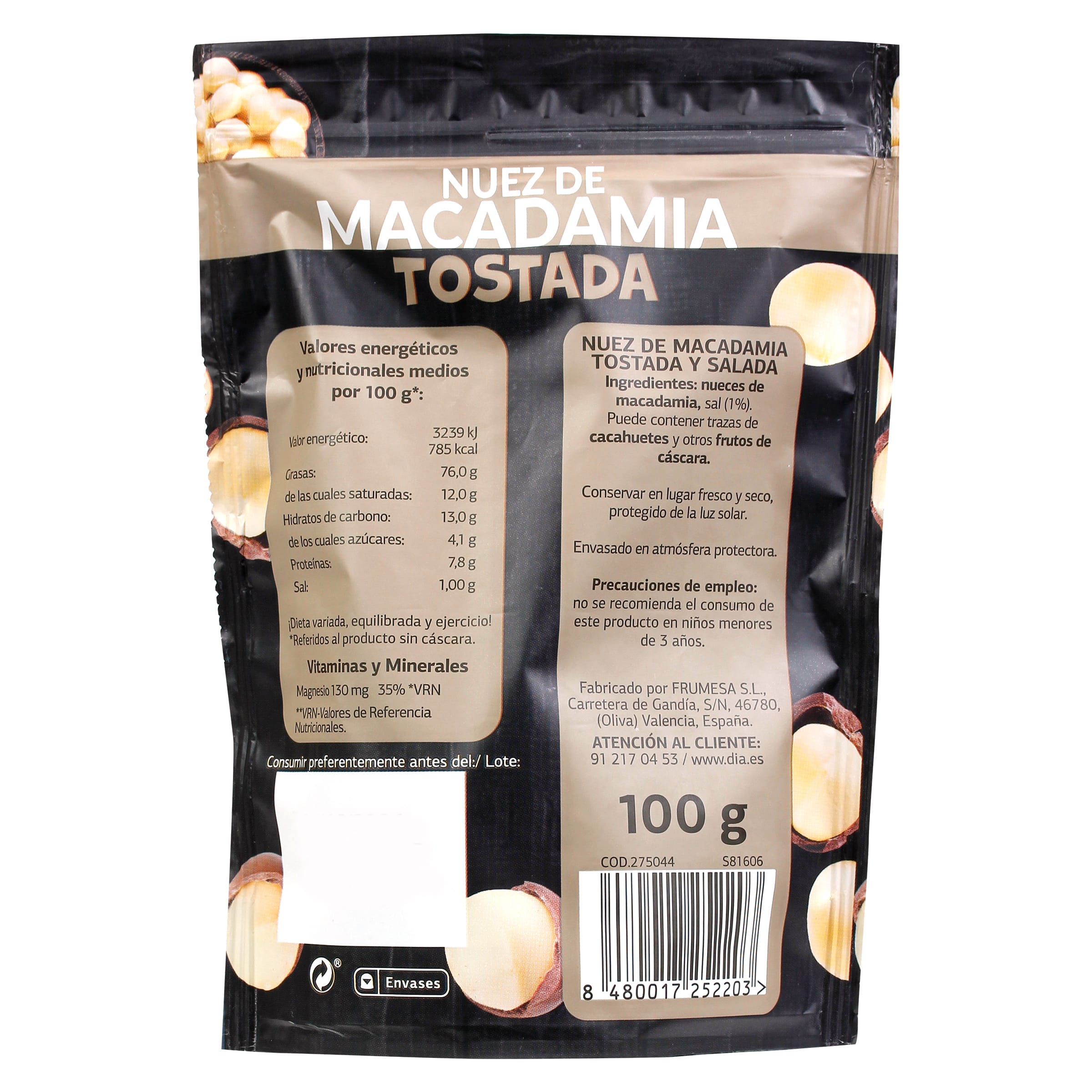 Nuez de macadamia tostada con sal Dia Naturmundo 100 g