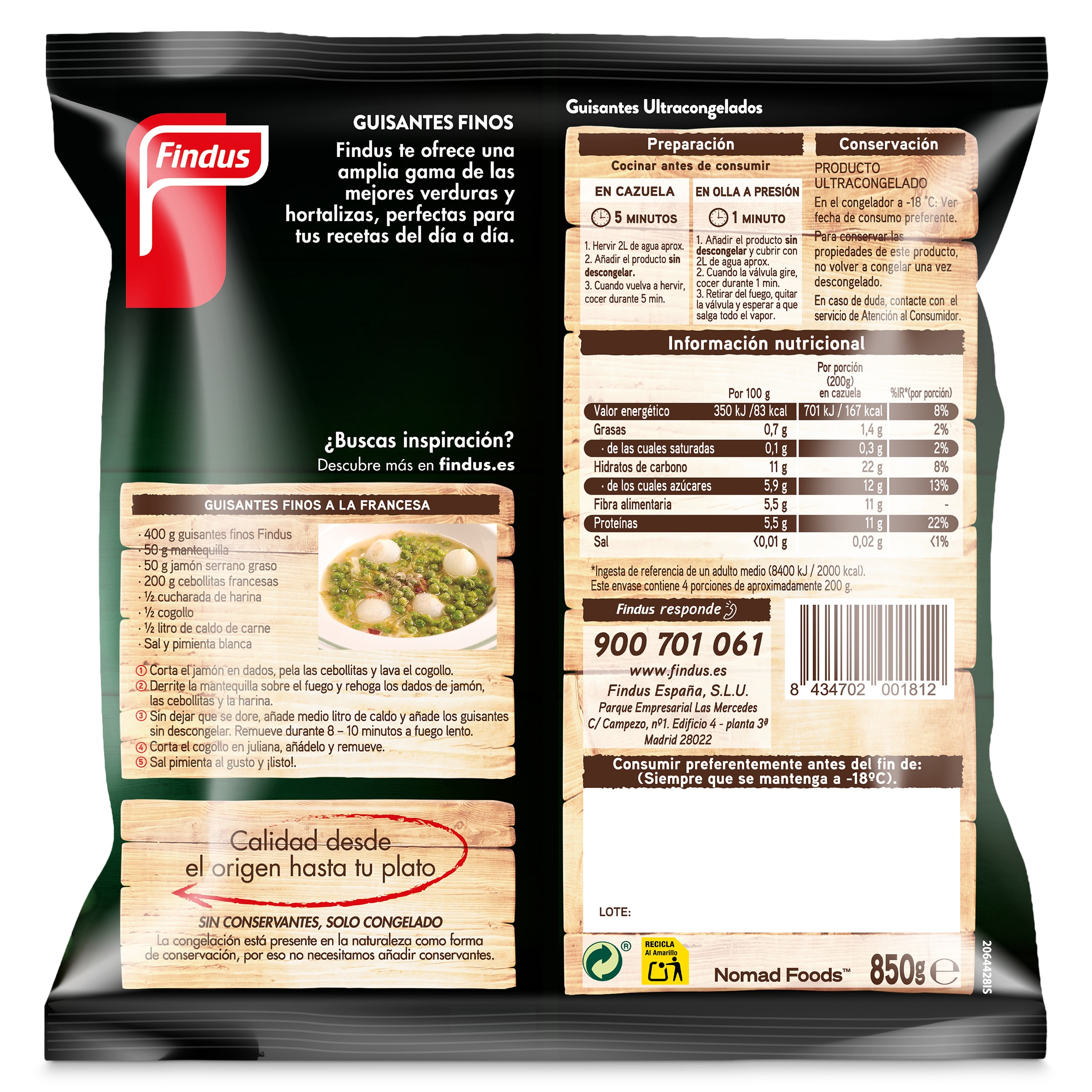 Guisantes finos Findus 800 g