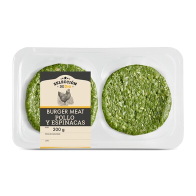 Burger meat de pollo y espinacas Selección de Dia bandeja 200 g-1 Burger meat de pollo y espinacas Selección de Dia bandeja 200 g-1