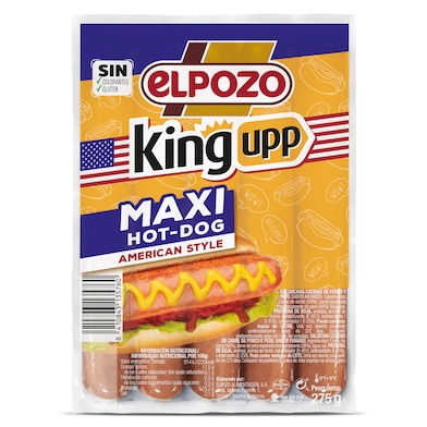 Salchichas cocidas hot dog Elpozo King bolsa 275 g-0