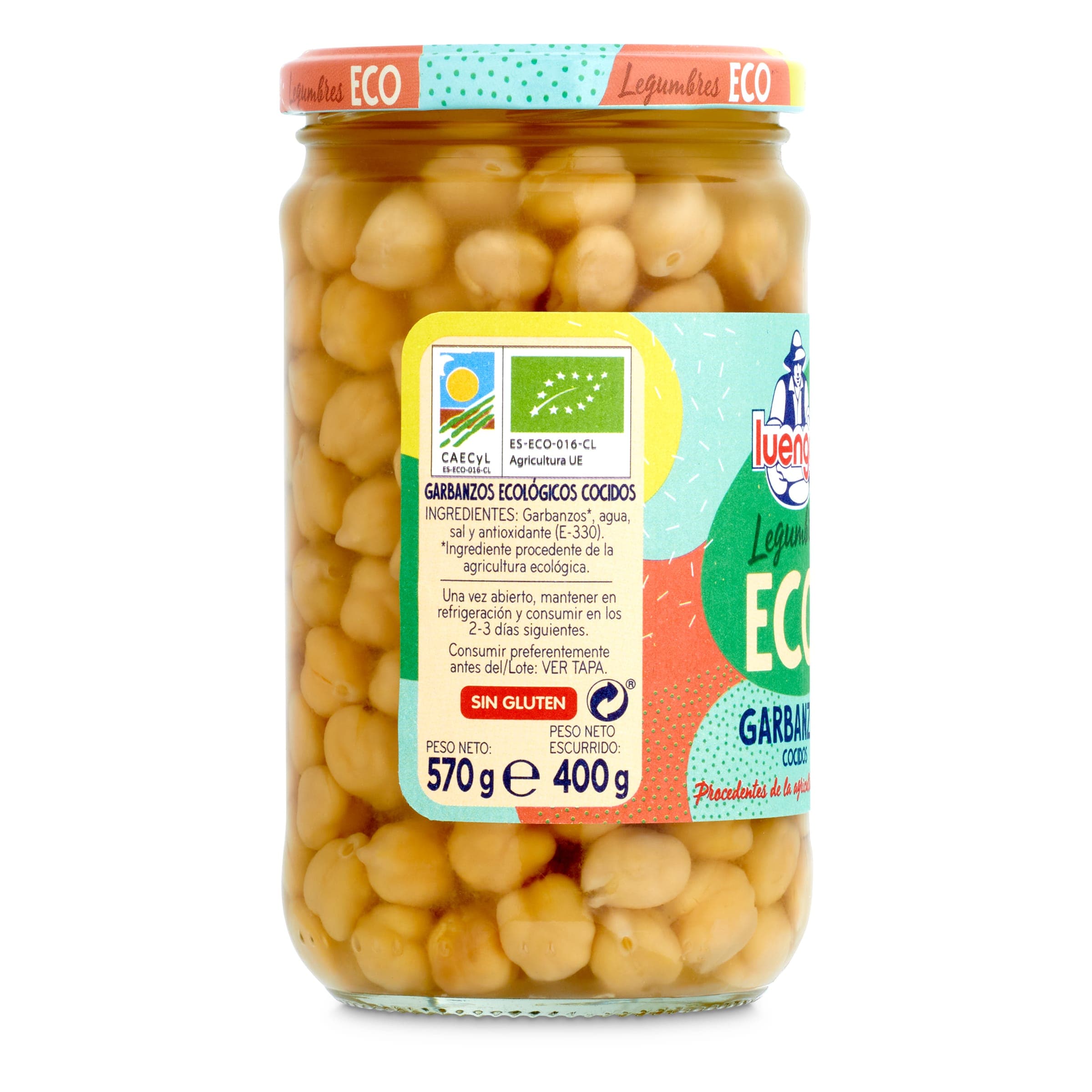 Garbanzos cocidos ecológicos Luengo 400 g
