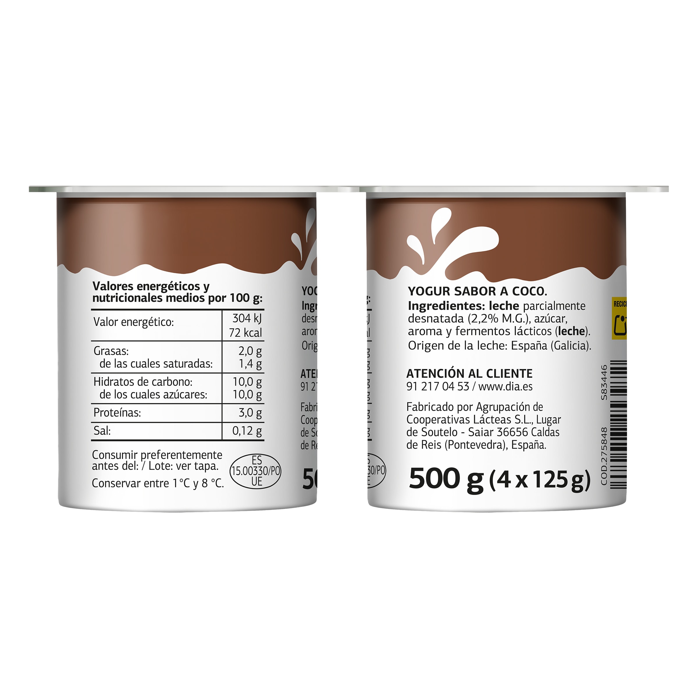Yogur sabor coco Dia Láctea 4 x 125 g