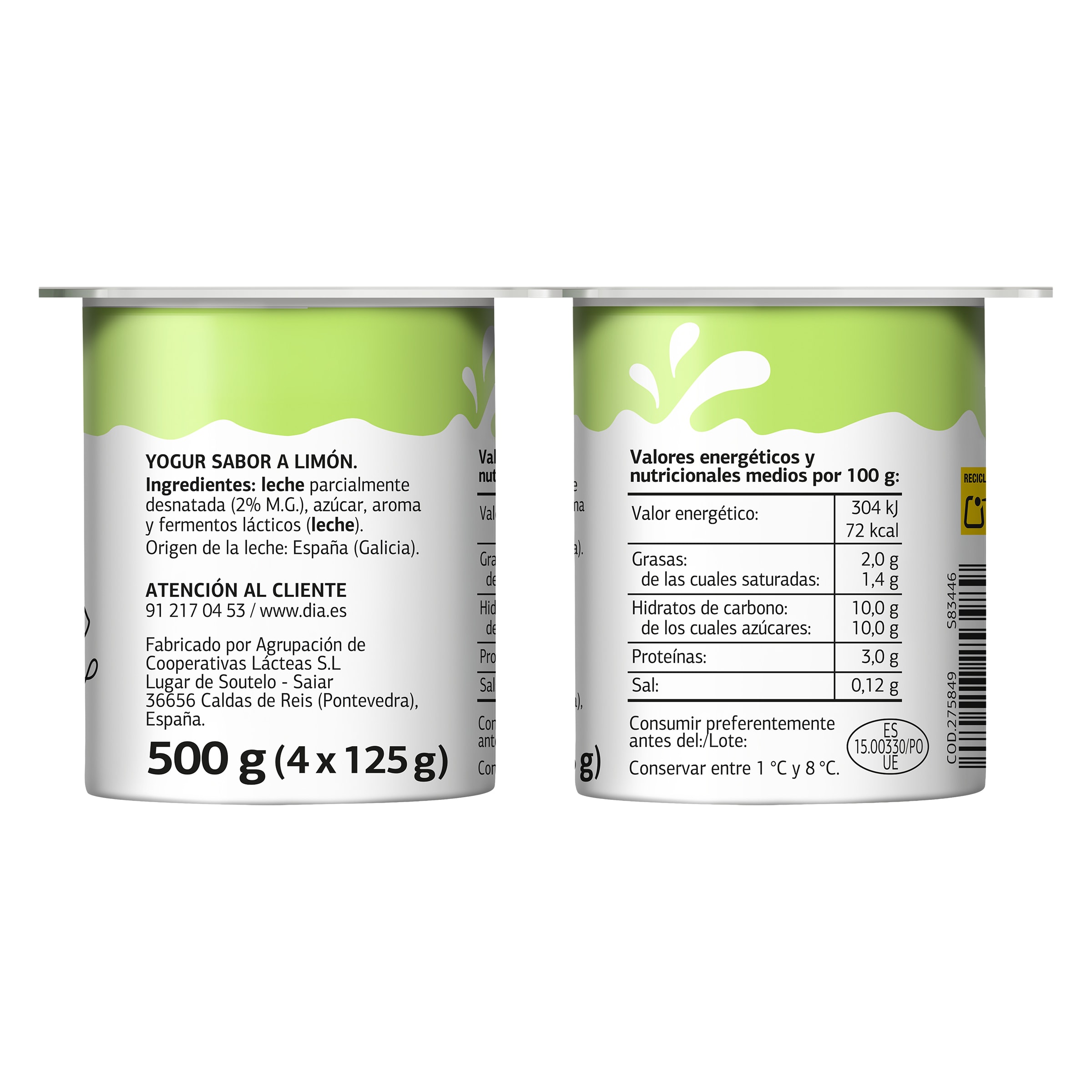 Yogur sabor limón Dia Láctea 4 x 125 g