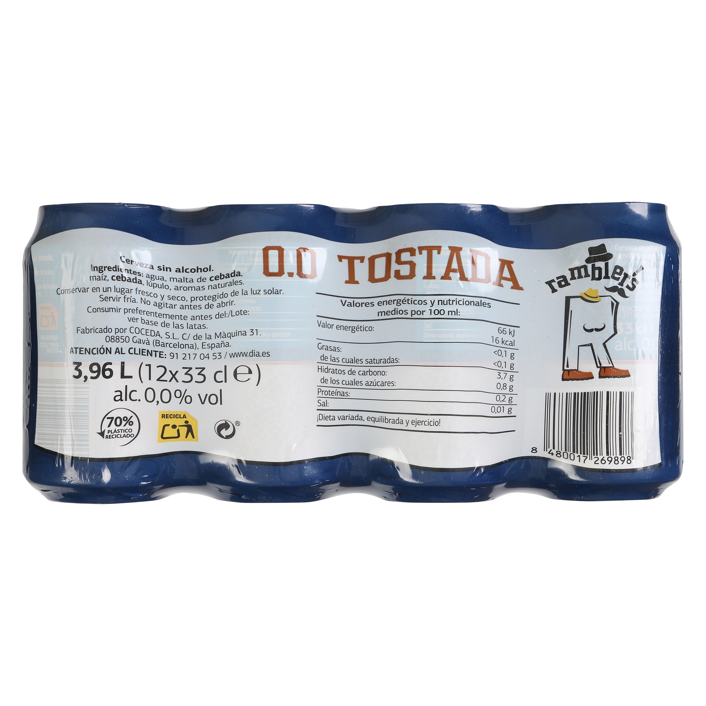 Cerveza tostada 0,0% alcohol Dia Ramblers pack 12 x 33 cl