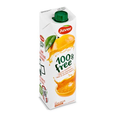 Bebida de zumo de naranja 100% free Juver brik 1 l-0 Bebida de zumo de naranja 100% free Juver brik 1 l-0