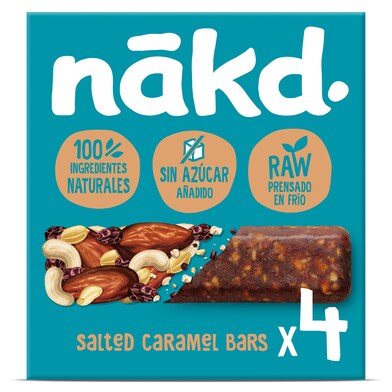 Barritas de fruta y frutos secos con sal de mar y caramelo Nakd caja 140 g-0 Barritas de fruta y frutos secos con sal de mar y caramelo Nakd caja 140 g-0