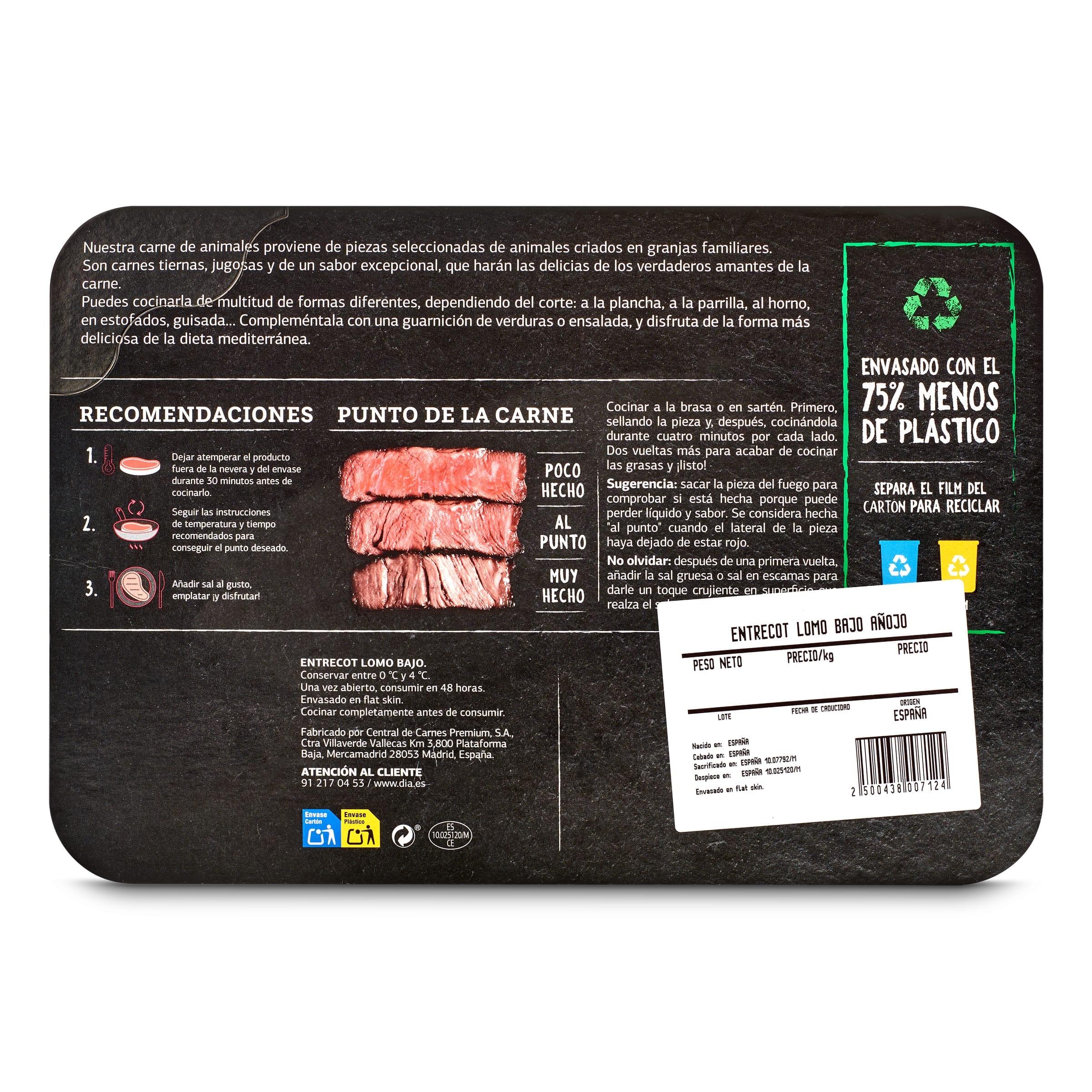 Entrecot de lomo bajo de vacuno Selección de Dia 420 g aprox.
