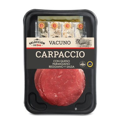 Carpaccio de vacuno marinado con queso Selección de Dia bandeja 110 g-1 Carpaccio de vacuno marinado con queso Selección de Dia bandeja 110 g-1