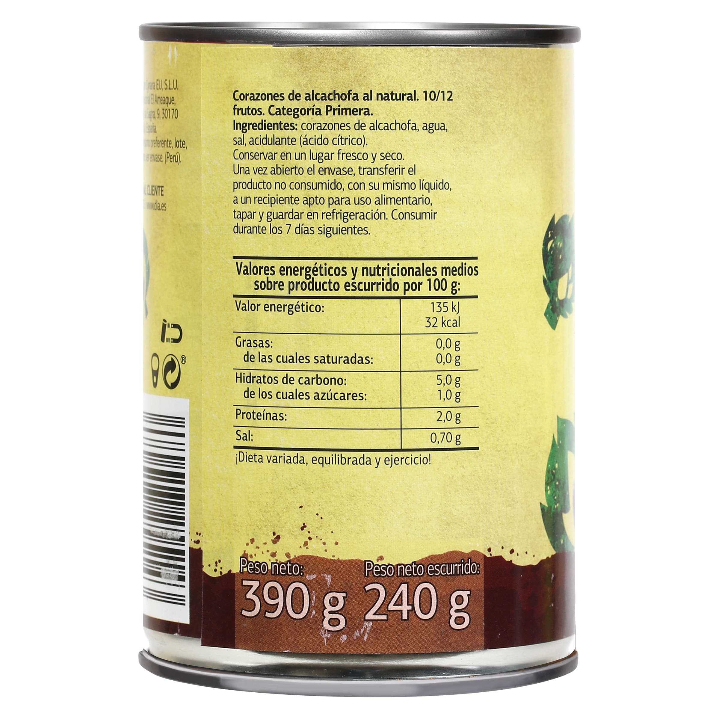 Corazones de alcachofa Dia Vegecampo 240 g