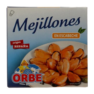 Mejillones en escabeche 20/30 piezas Orbe lata 69 g-0 Mejillones en escabeche 20/30 piezas Orbe lata 69 g-0