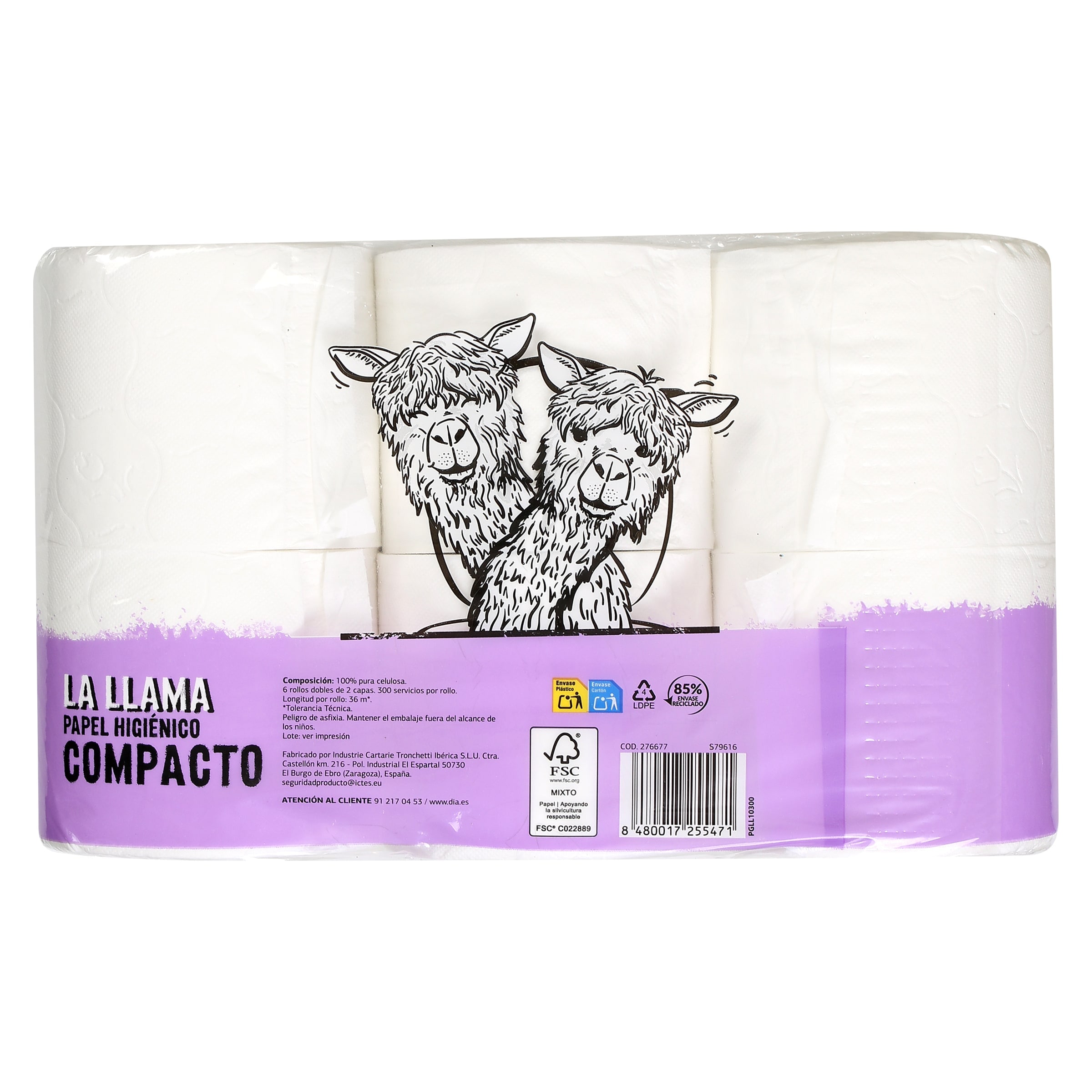 Papel higiénico doble rollo Dia La Llama 6 unidades