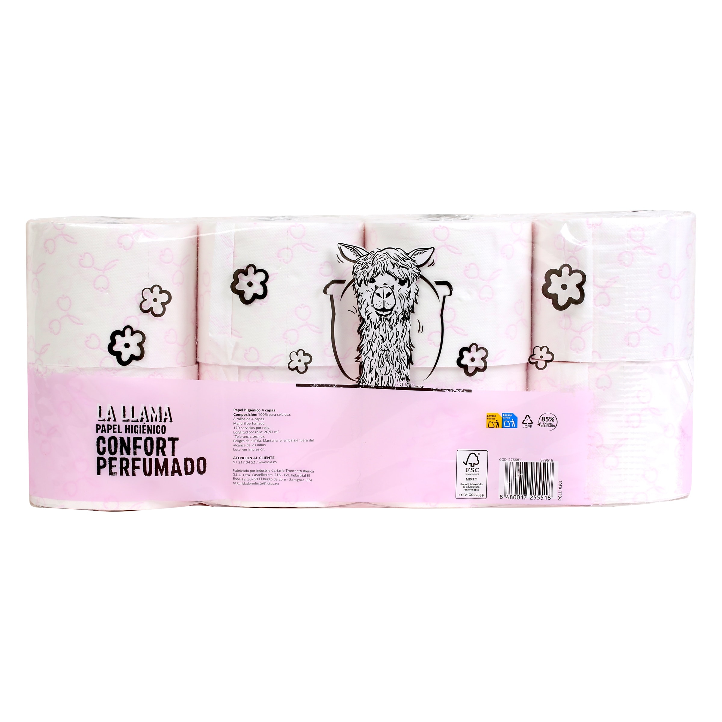 Papel higiénico perfumado 4 capas Dia La Llama 8 unidades