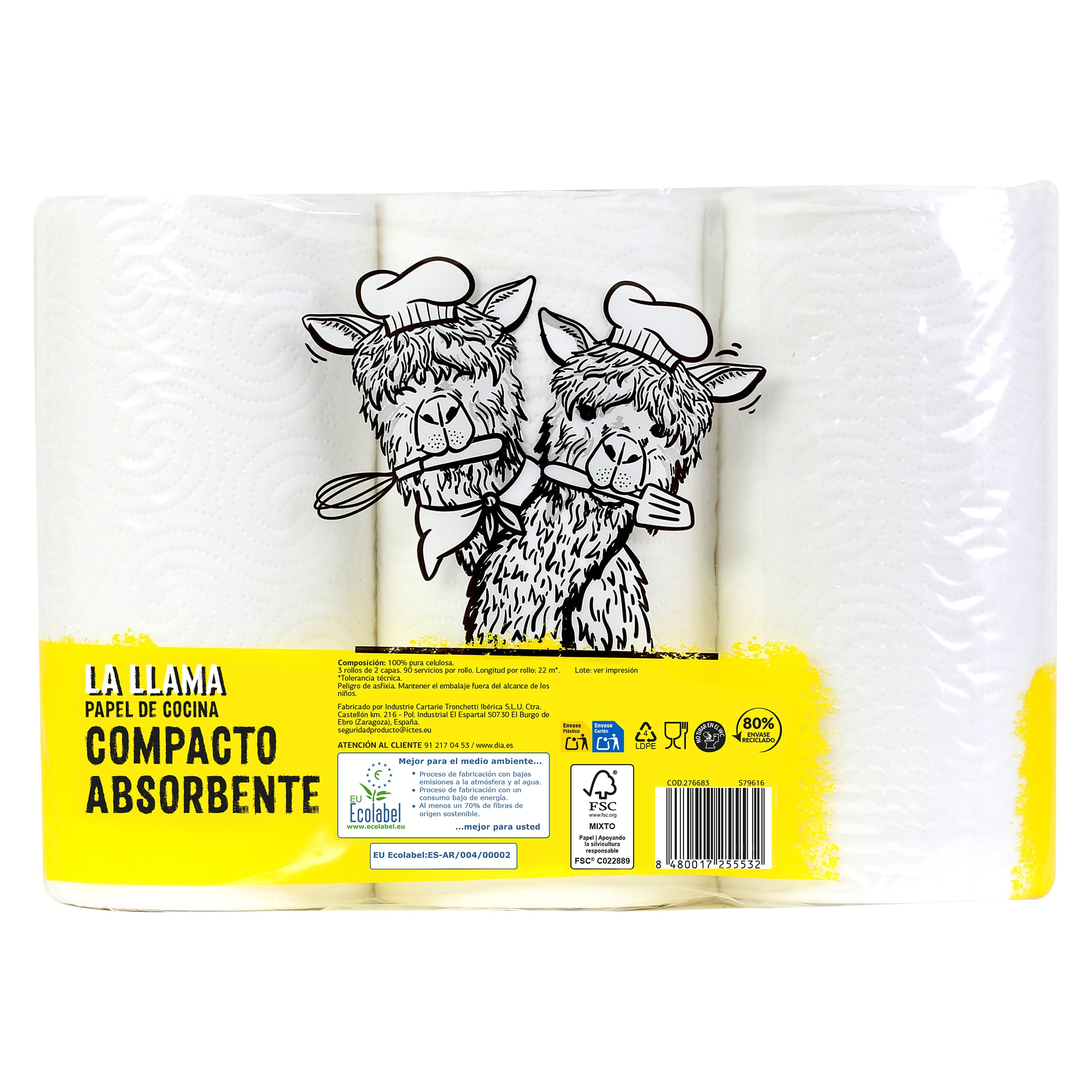 Papel de cocina absorbente Dia La Llama 3 unidades