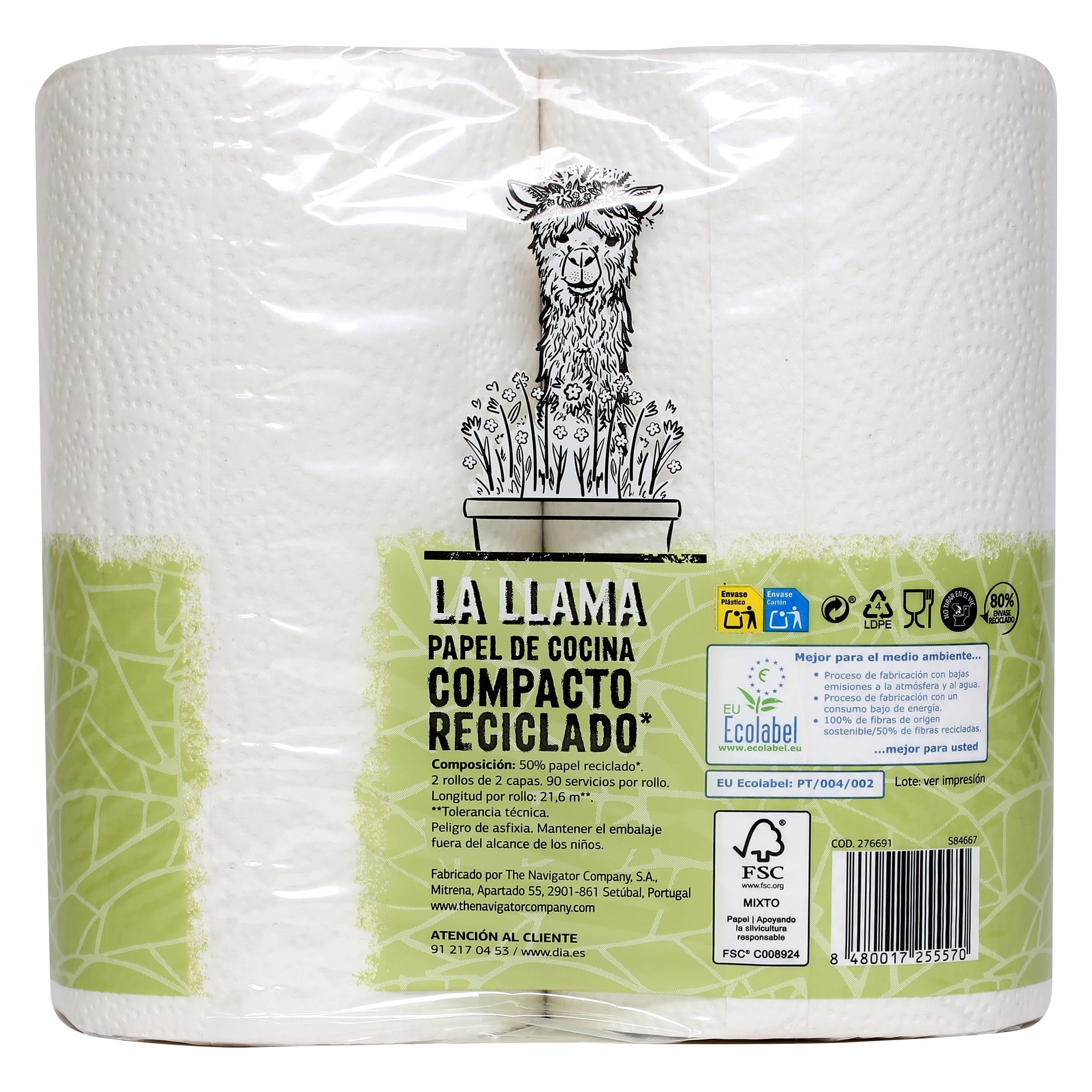 Papel de cocina reciclado Dia La Llama 2 unidades