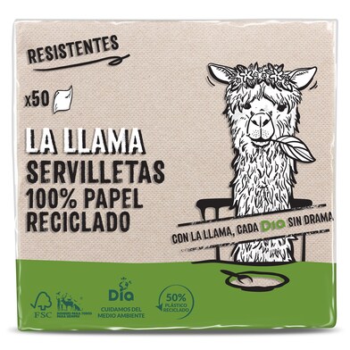 Servilletas recicladas 2 capas LA LLAMA BOLSA 50 UD-1 Servilletas recicladas 2 capas LA LLAMA BOLSA 50 UD-1