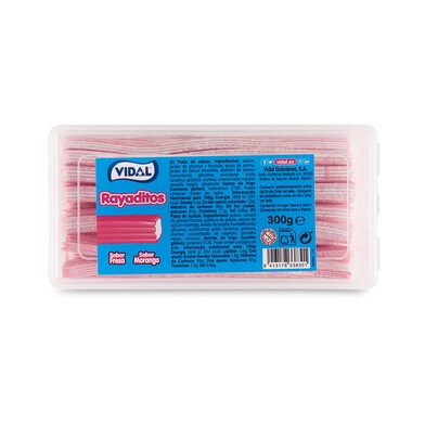 Regaliz rayaditos sabor fresa y nata Vidal tarrina 290 g-0 Regaliz rayaditos sabor fresa y nata Vidal tarrina 290 g-0