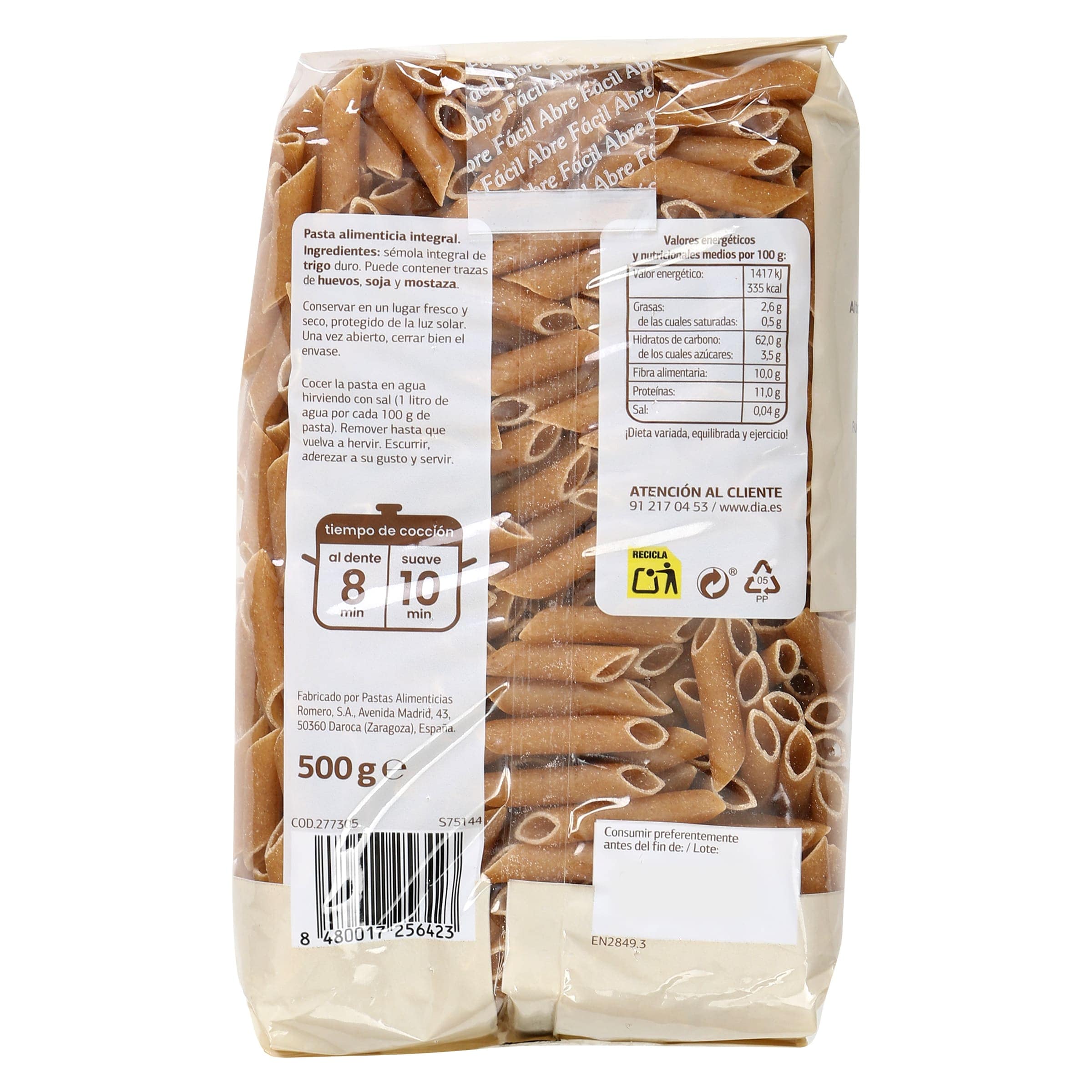 Macarrones integrales Dia Al Diante 500 g