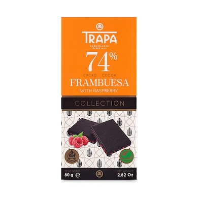 Chocolate 74% cacao con frambuesa Trapa 80 g-0