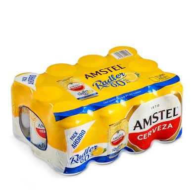 Cerveza radler con limón 0,0% alcohol Amstel lata 12 x 33 cl-0