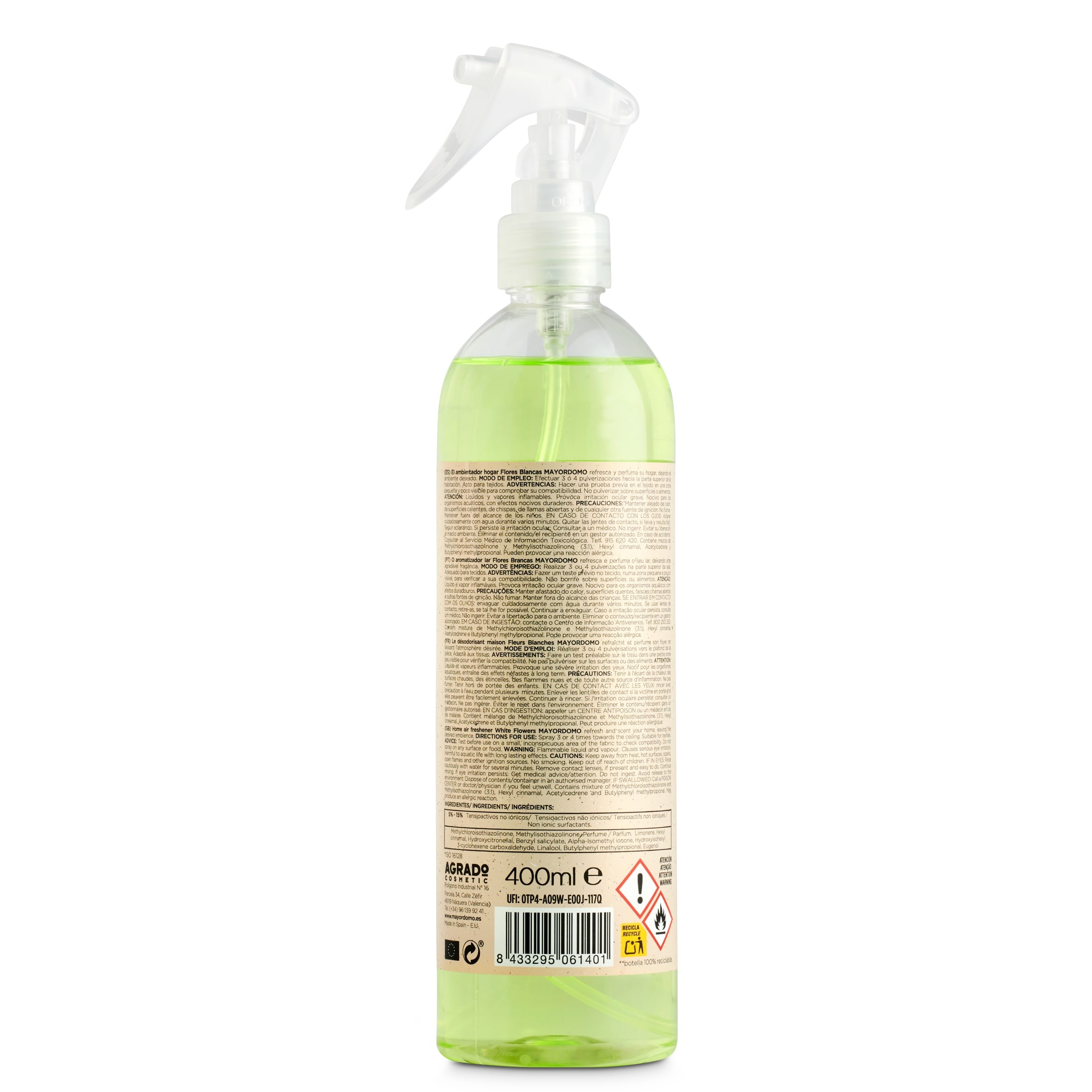 Ambientador sin gas flores blancas Mayordomo 400 ml