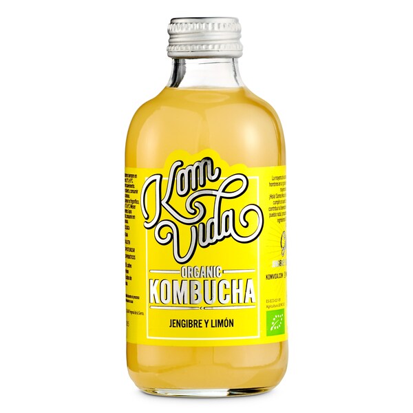Kombucha con Jengibre y Limón Komvida Botella 250 Ml.