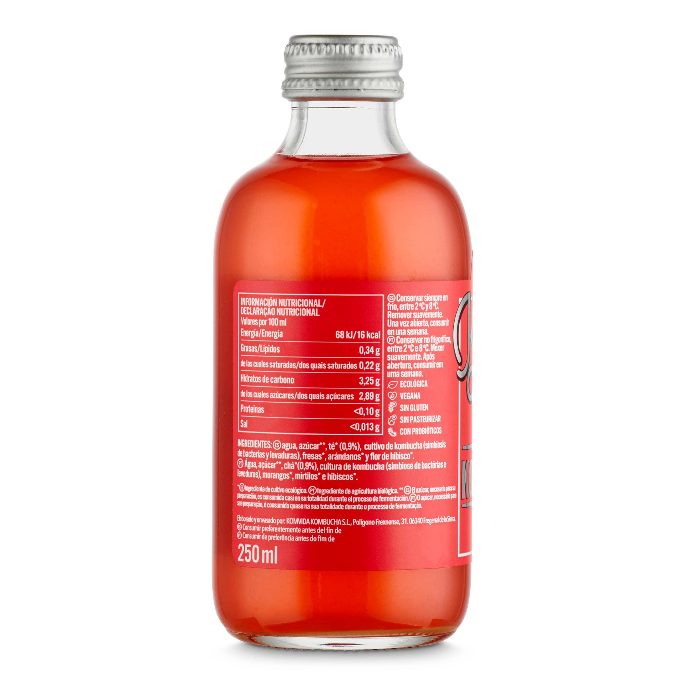 Kombucha con frutos rojos Komvida 250 ml