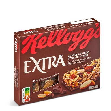Barritas de avena, cacahuetes y almendras con chocolate Kellogg's caja 128 g-0 Barritas de avena, cacahuetes y almendras con chocolate Kellogg's caja 128 g-0