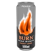 Bebida energética peach zero azúcar Burn lata 500 ml