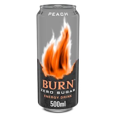 Bebida energética peach zero azúcar Burn lata 500 ml-0
