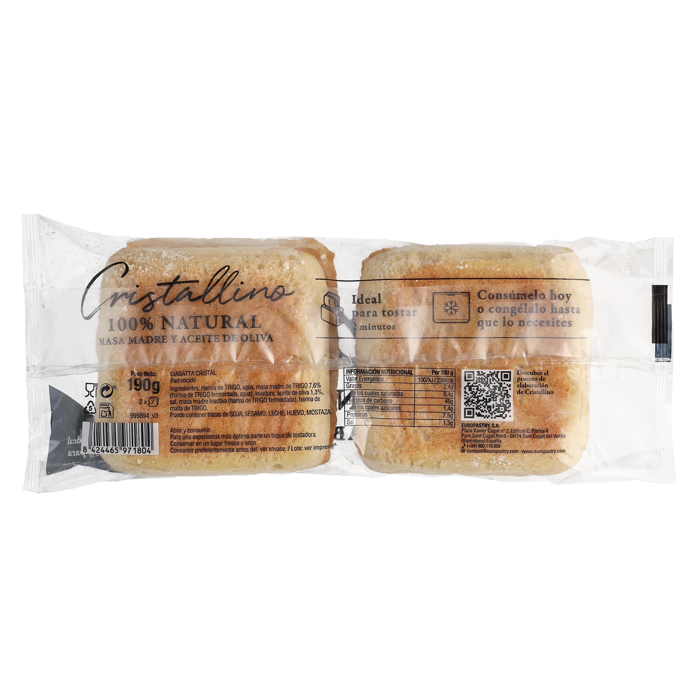 Chapata de cristal 2 unidades Cristallino 190 g