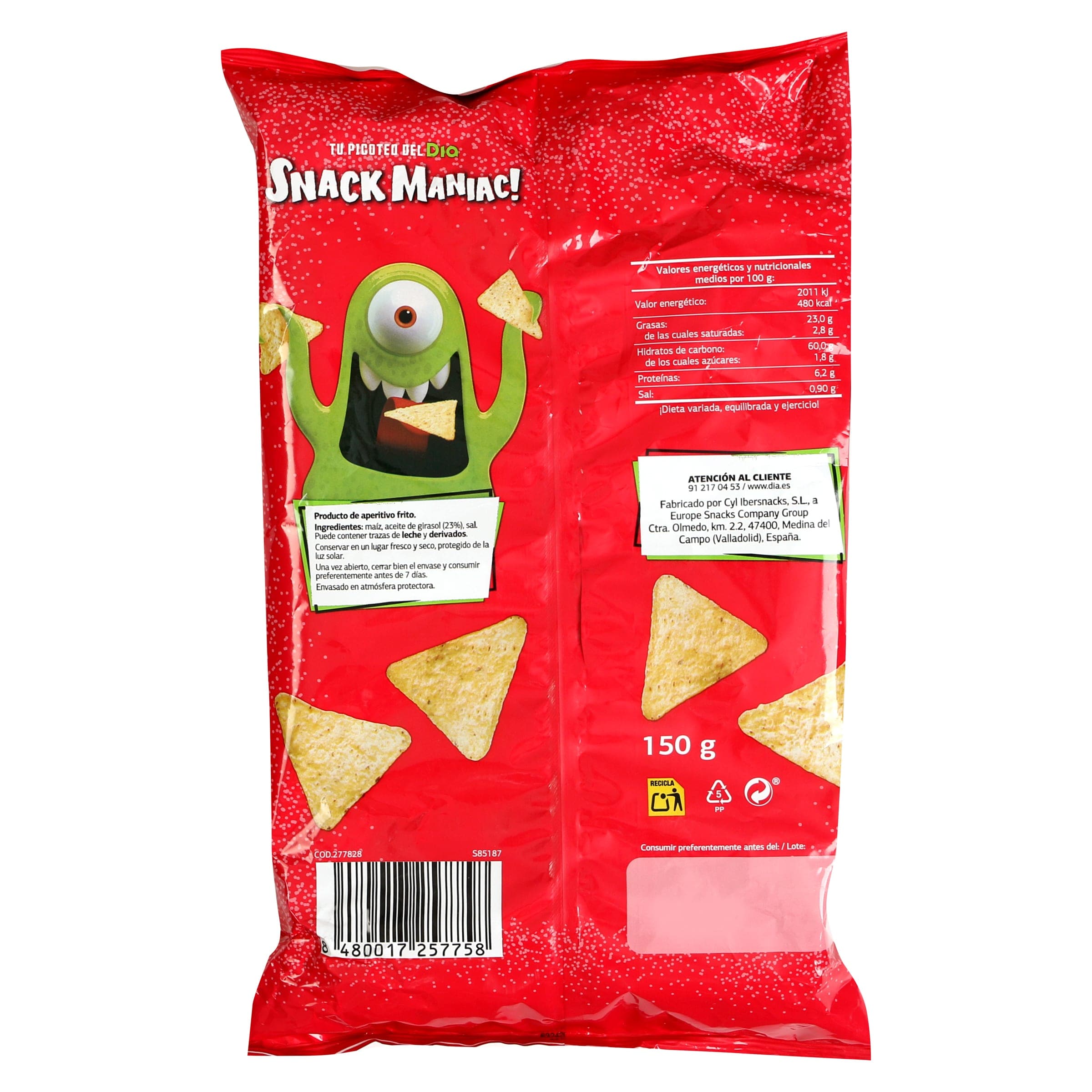 Nachos naturales Dia Snack Maniac bolsa 150 g