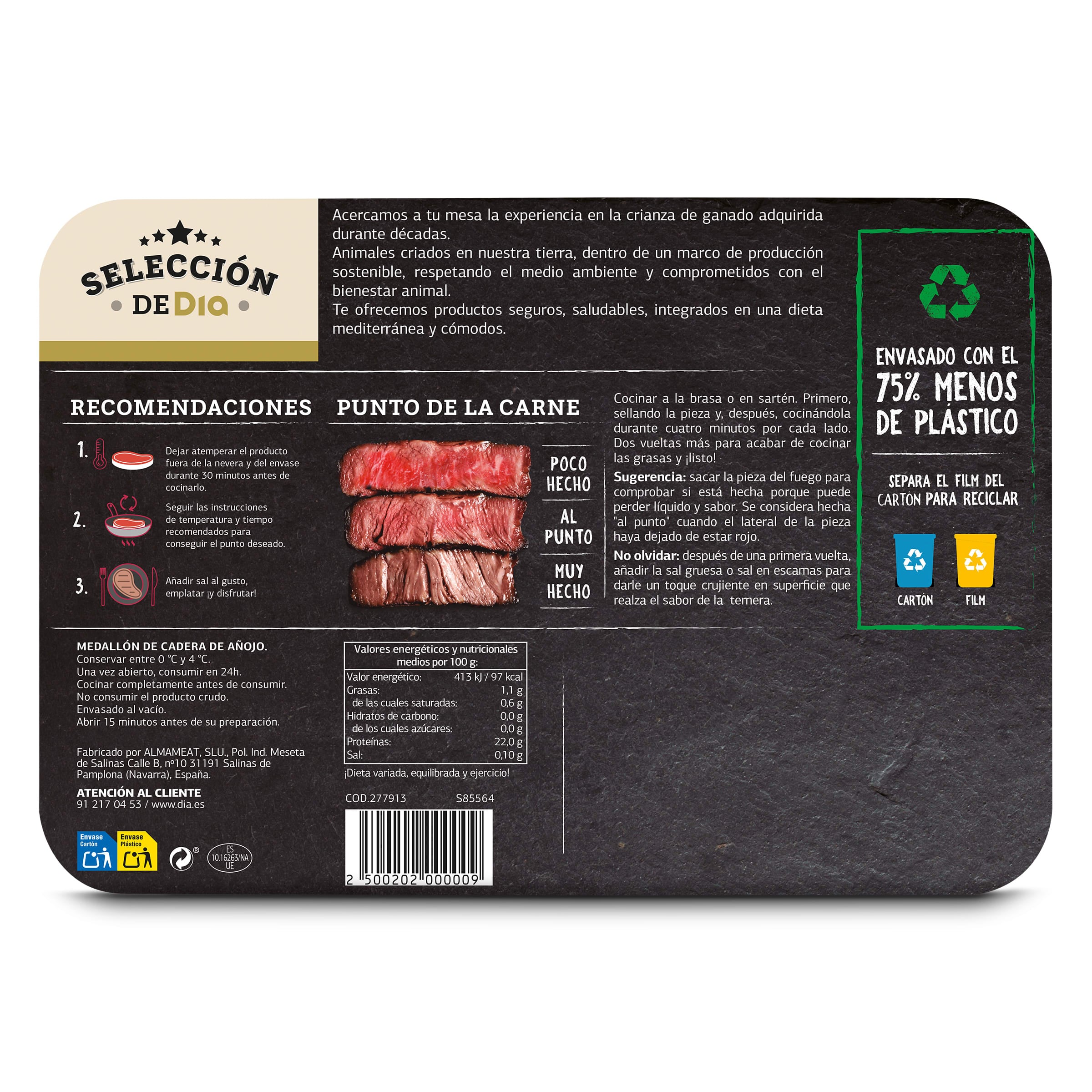 Medallón de vacuno Selección de Dia 300 g aprox.