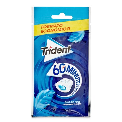 Chicles sabor menta 60 minutos sin azúcar Trident bolsa 39.6 g-0 Chicles sabor menta 60 minutos sin azúcar Trident bolsa 39.6 g-0